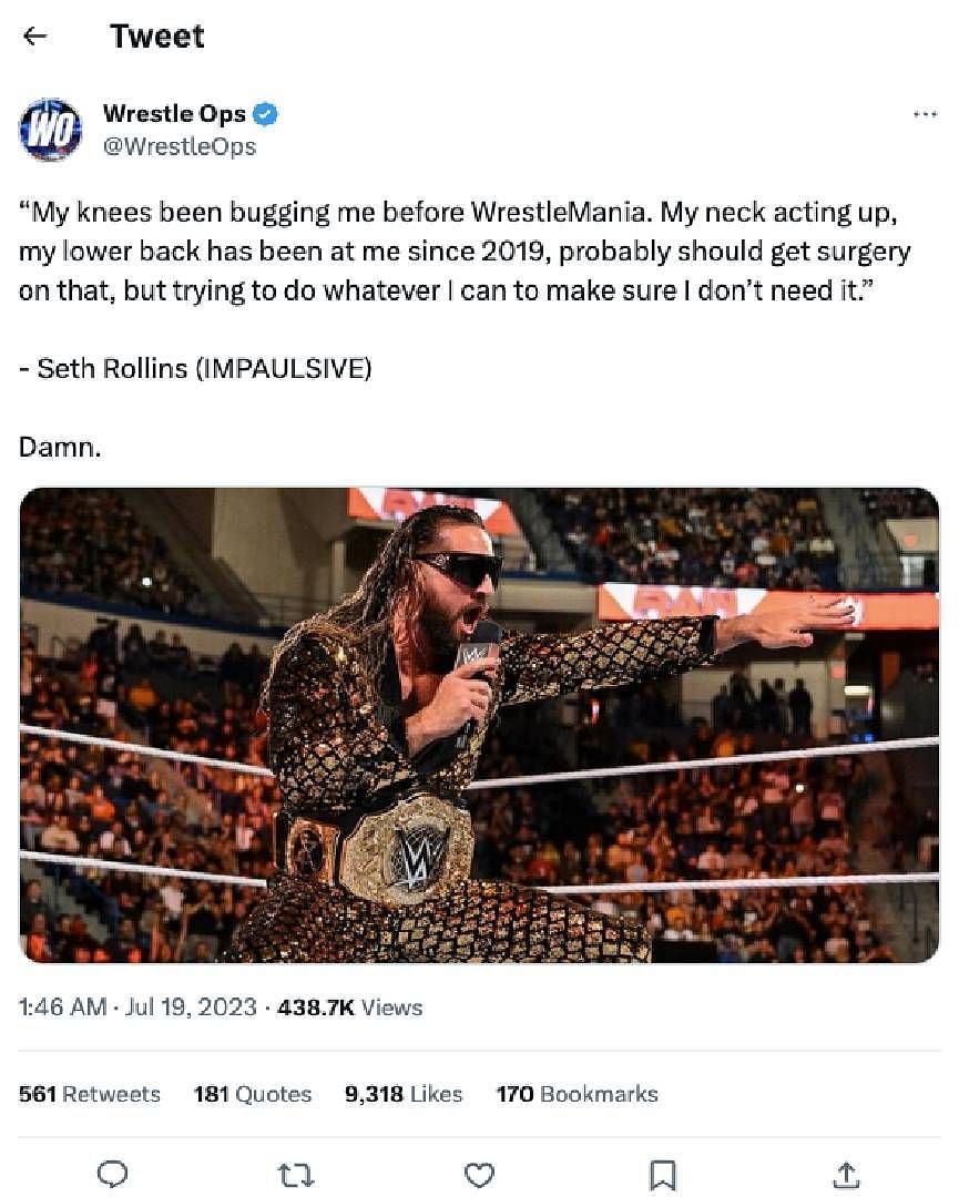 Tweet of Rollins' quote from the IMPAULSIVE podcast